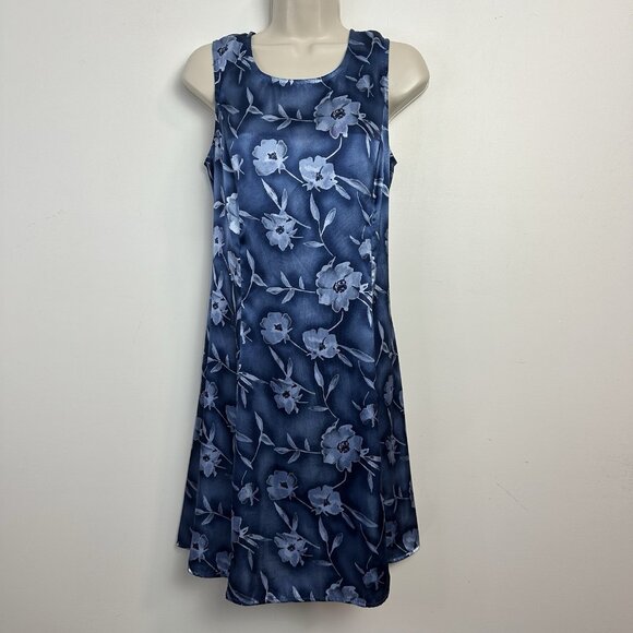 Vintage 90s Y2K DBY Floral Satin Dress Size 13/14 Skater Fairy Grunge Summer - Picture 1 of 7